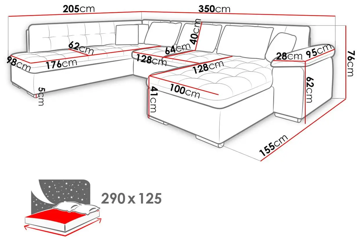 Диван П-образный раскладной Mirjan24 Tony Sale/Niko Bis Left (Gray/Black) - 5