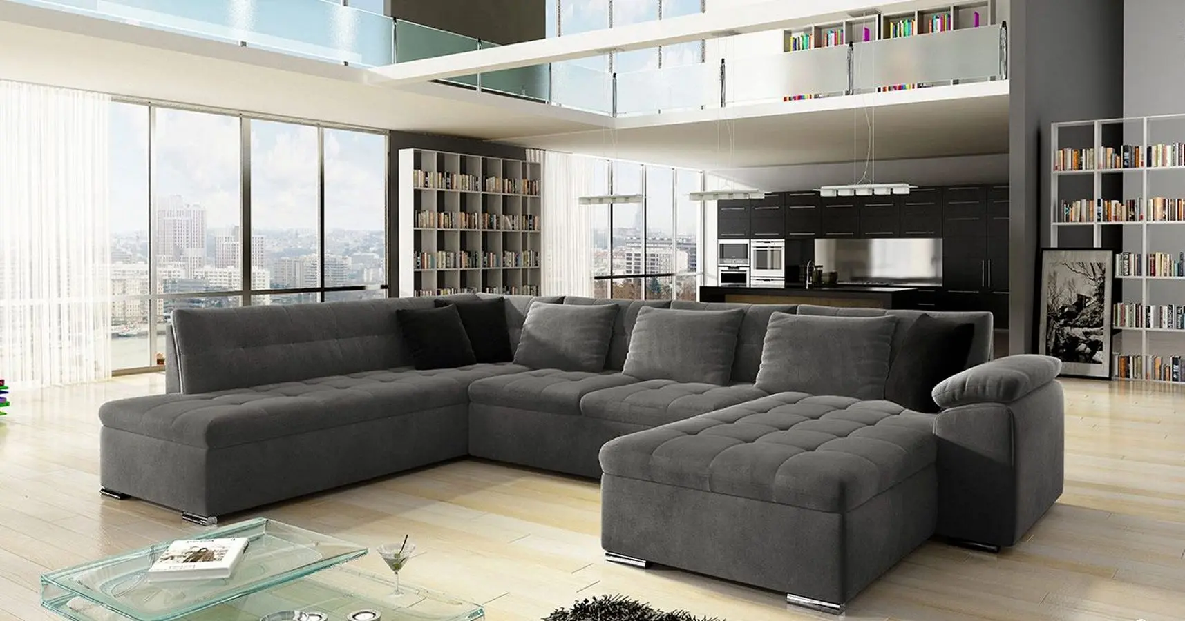 Диван П-образный раскладной Mirjan24 Tony Sale/Niko Bis Right (Gray/Black) - 4