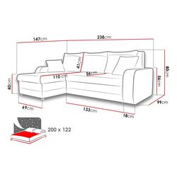 Canapea de colt Mirjan24 Dalmir/Kris (Gray/Black) Thumb