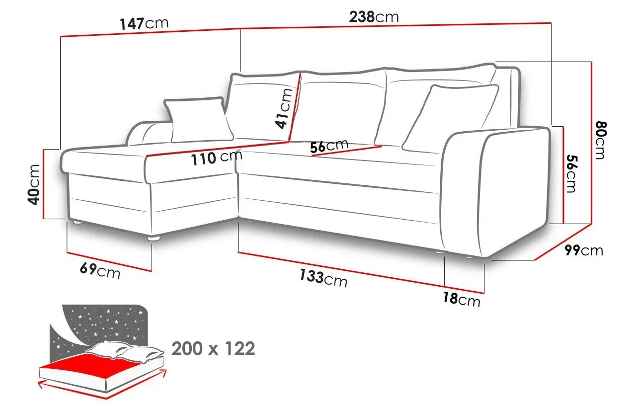 Canapea de colt Mirjan24 Dalmir/Kris (Gray/Black) - 5