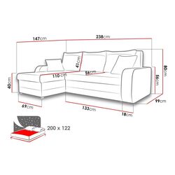 Диван угловой Mirjan24 Dalmir Lux/Kris (Gray/Black) Thumb
