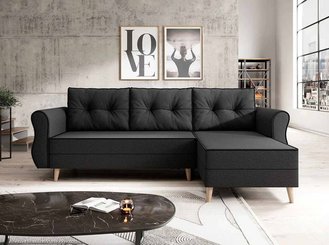 Диван угловой Mirjan24 Destins L/Neapol L (Black) - 2