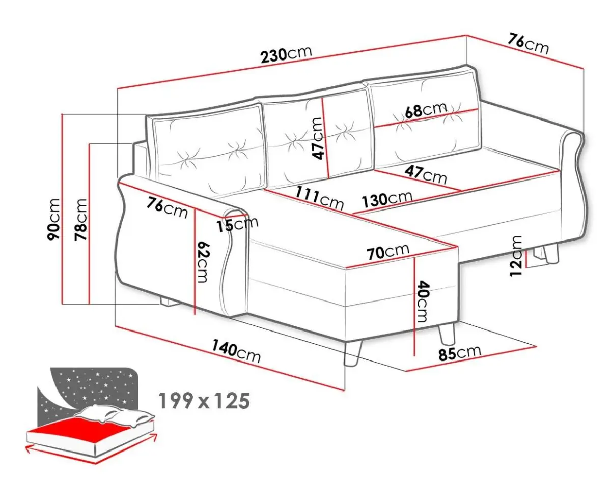 Диван угловой Mirjan24 Destins L/Neapol L (Black) - 7