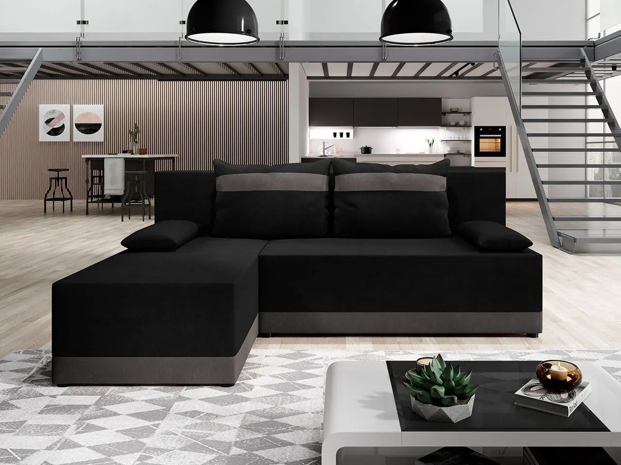 Диван угловой Mirjan24 Henisa/Roco (Black/Gray) - 2