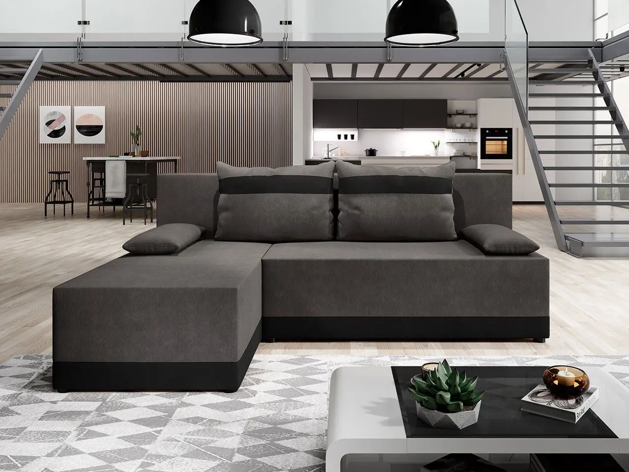 Диван угловой Mirjan24 Henisa/Roco (Gray/Black) - 7