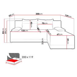 Диван угловой Mirjan24 Henisa/Roco (Gray/Black) Thumb