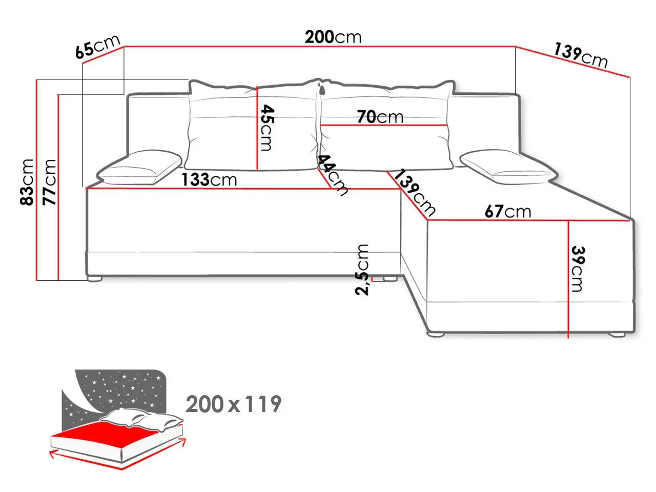 Диван угловой Mirjan24 Henisa/Roco (Gray/Black) - 3