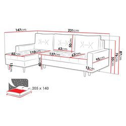 Canapea de colt Mirjan24 Nolatio/Kojan (Black) Thumb