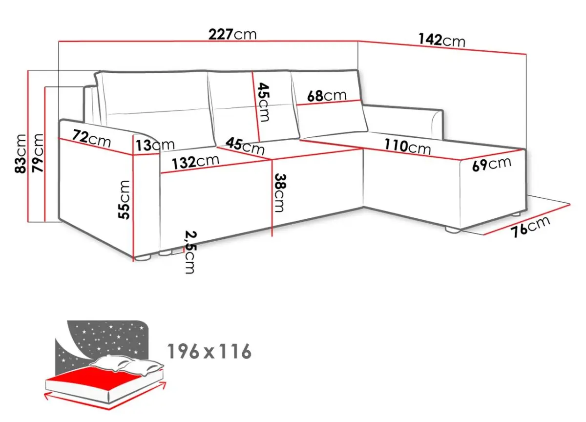 Диван угловой Mirjan24 Palus/Play (Black) - 2