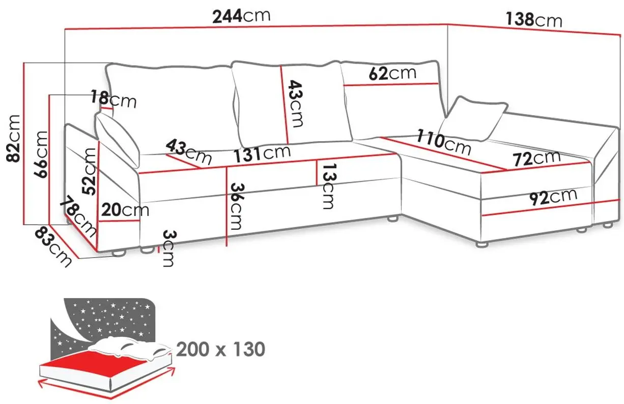 Диван угловой Mirjan24 Peltata/Dante L Alova 04/Alova 36 (Black/Gray) - 2