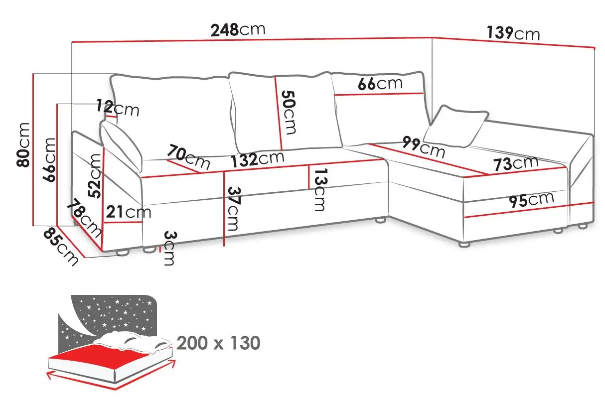 Диван угловой Mirjan24 Peltata/Dante L (Black/Gray) - 4