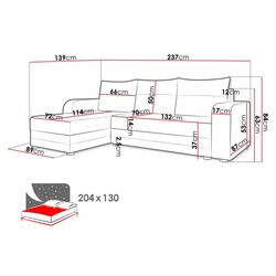 Диван угловой Mirjan24 Poruba Bis/Hewlet Bis (Dak Gray/Light Gray) Thumb