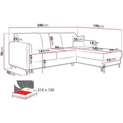 Диван угловой Mirjan24 Sivena/Segulo Poso 100/Paros 01 (Gray Light/Cream) Thumb