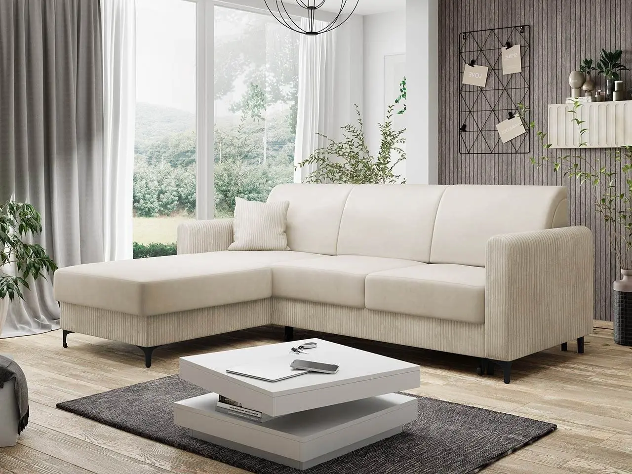 Диван угловой Mirjan24 Sivena/Segulo Poso 100/Paros 01 (Gray Light/Cream)