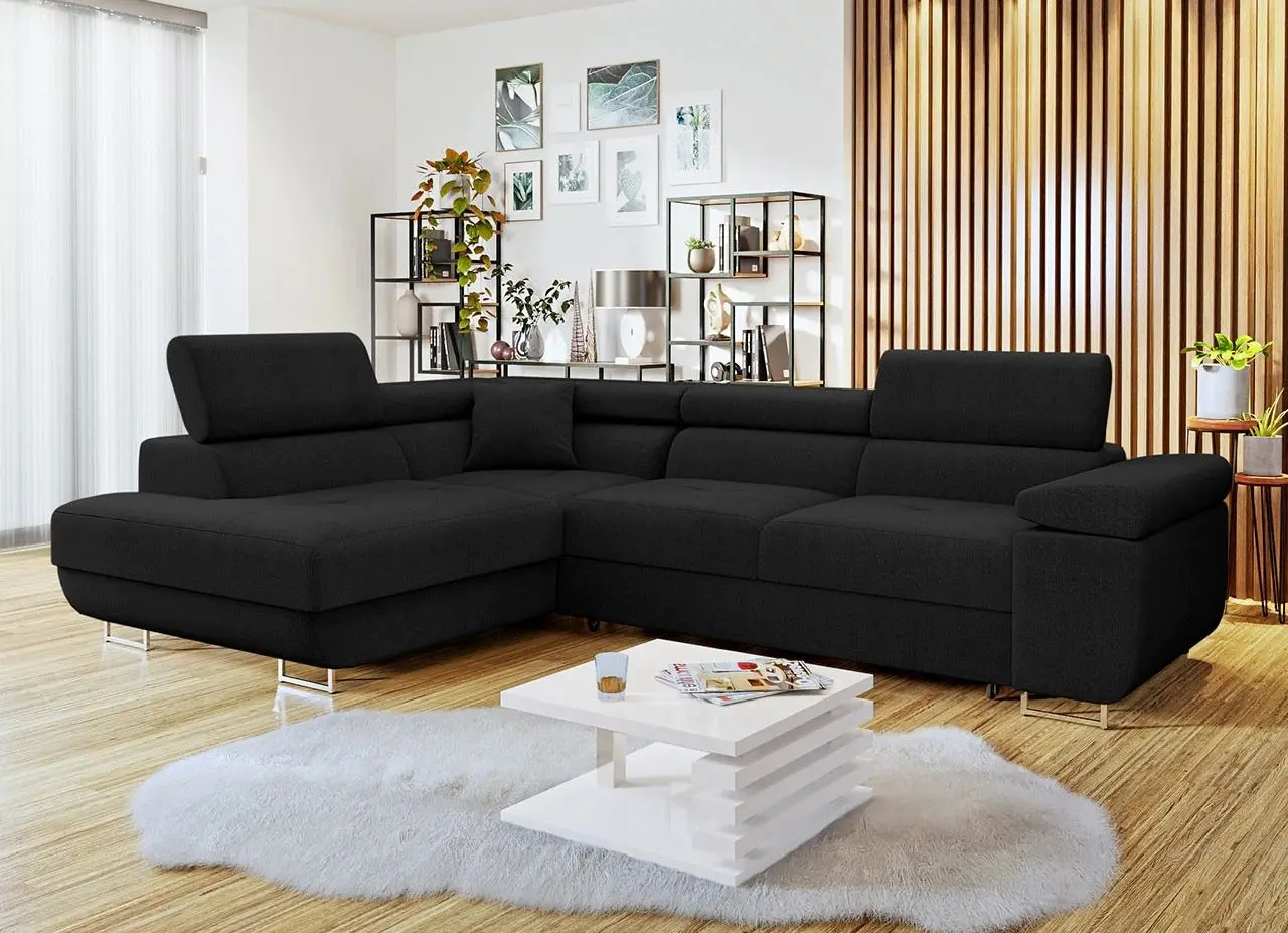 Canapea de colt Mirjan24 Torezio Left (Black) - 2