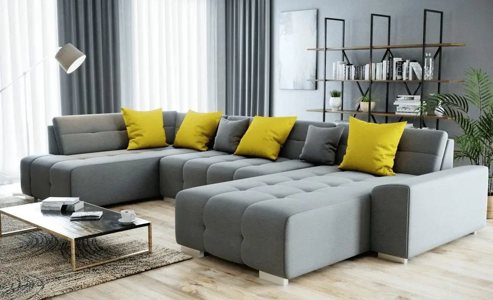 Canapea in forma de U Mobhaus Bellis Left (Gray/Mustard) - 2
