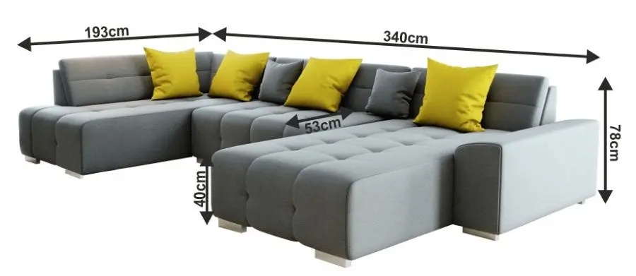 Canapea in forma de U Mobhaus Bellis Left (Gray/Mustard) - 3