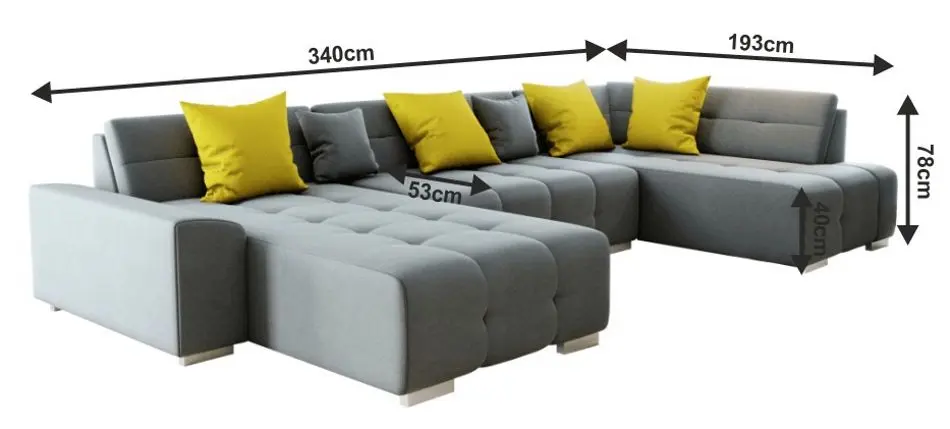 Canapea in forma de U Mobhaus Bellis Right (Gray/Mustard) - 3