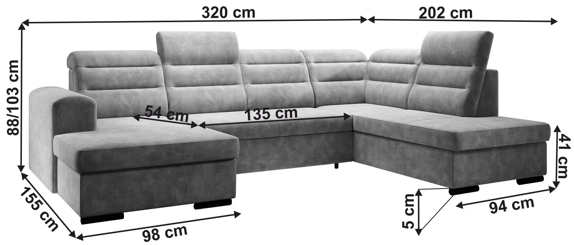 Диван П-образный Mobhaus Kloudy Right (Dark Gray)