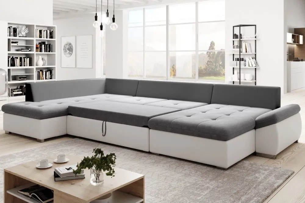 Canapea in forma de U Mobhaus Matar Left (White/Gray)