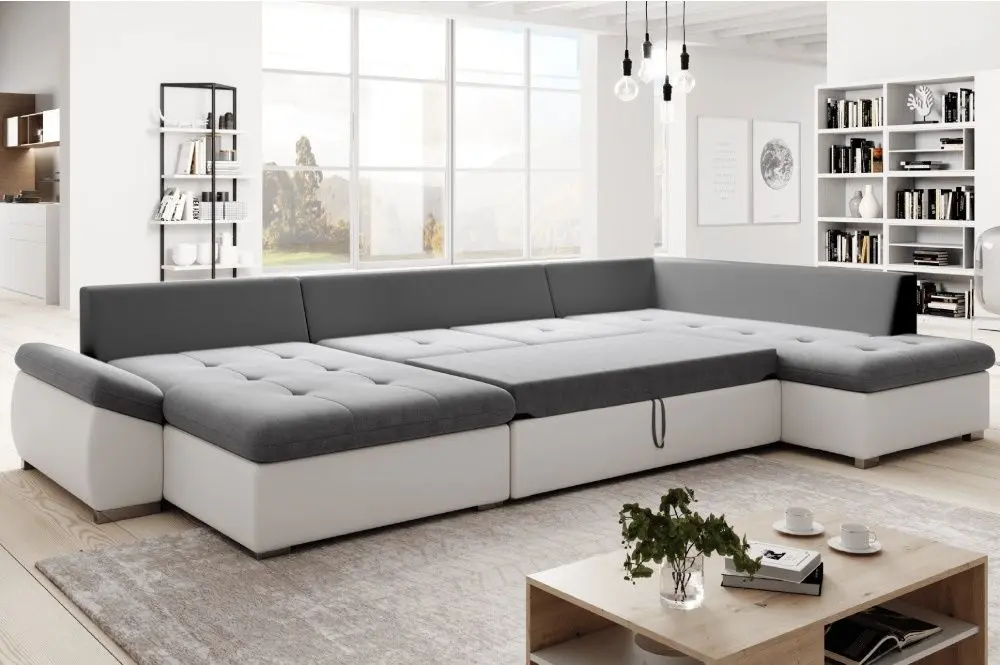 Canapea in forma de U Mobhaus Matar Right (White/Gray)