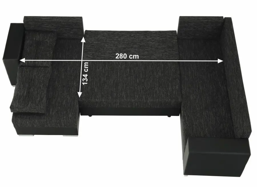 Canapea in forma de U extensibila Mobhaus Anisia (Black) - 3