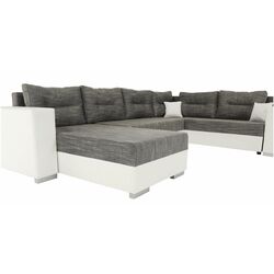 Canapea in forma de U extensibila Mobhaus Anisia (White/Gray-Brown) Thumb