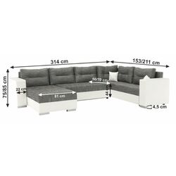 Canapea in forma de U extensibila Mobhaus Anisia (White/Gray-Brown) Thumb