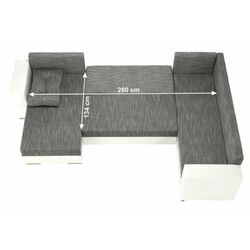 Canapea in forma de U extensibila Mobhaus Anisia (White/Gray-Brown) Thumb