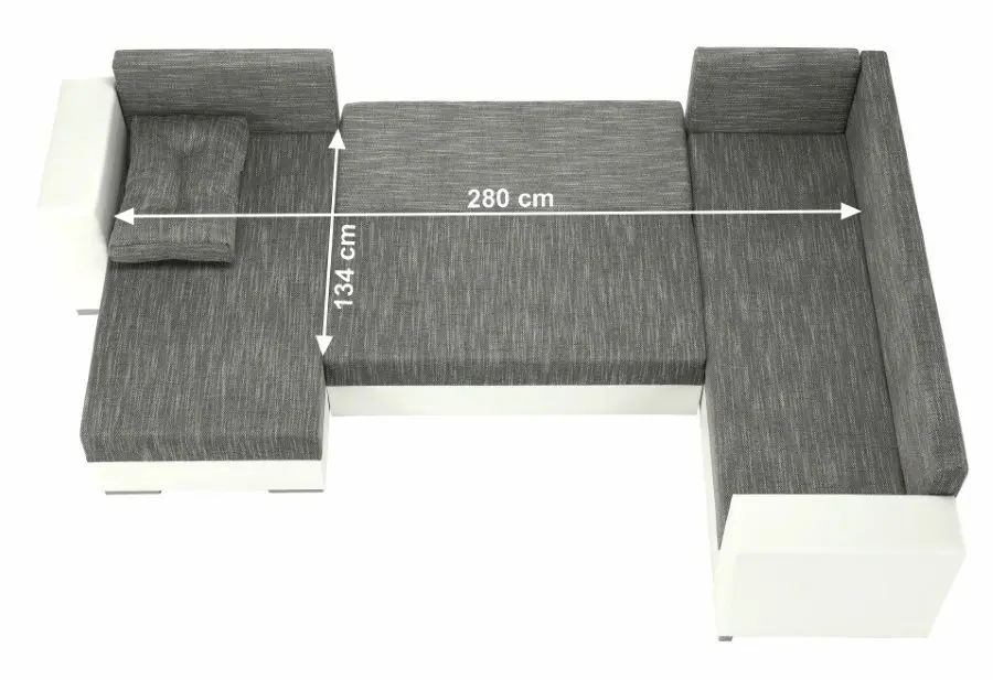 Canapea in forma de U extensibila Mobhaus Anisia (White/Gray-Brown) - 10