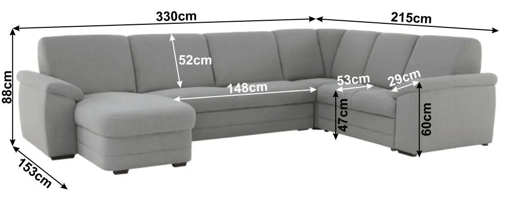 Canapea in forma de U extensibila Mobhaus Biter Left (Gray)