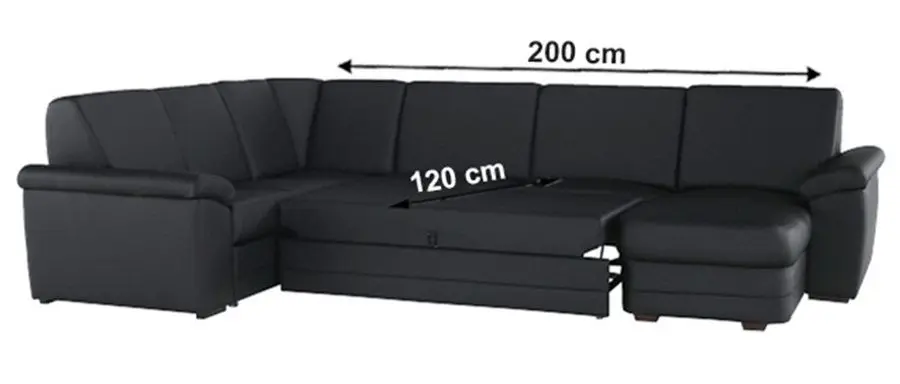 Canapea in forma de U extensibila Mobhaus Biter Right (Black) - 7