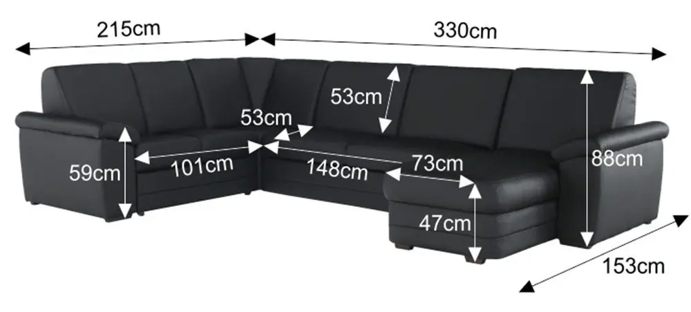 Canapea in forma de U extensibila Mobhaus Biter Right (Black) - 8