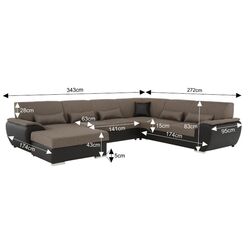 Canapea in forma de U extensibila Mobhaus Emily U Left (Brown) Thumb