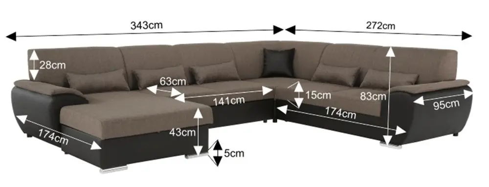 Canapea in forma de U extensibila Mobhaus Emily U Left (Brown) - 2