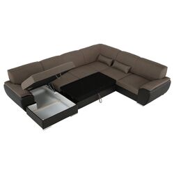 Canapea in forma de U extensibila Mobhaus Emily U Left (Brown) Thumb