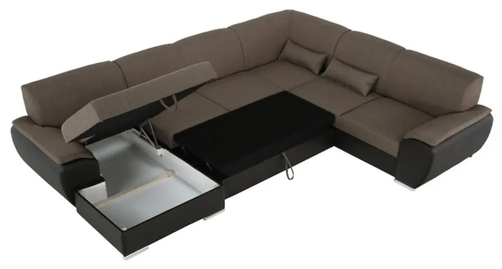 Canapea in forma de U extensibila Mobhaus Emily U Left (Brown) - 6
