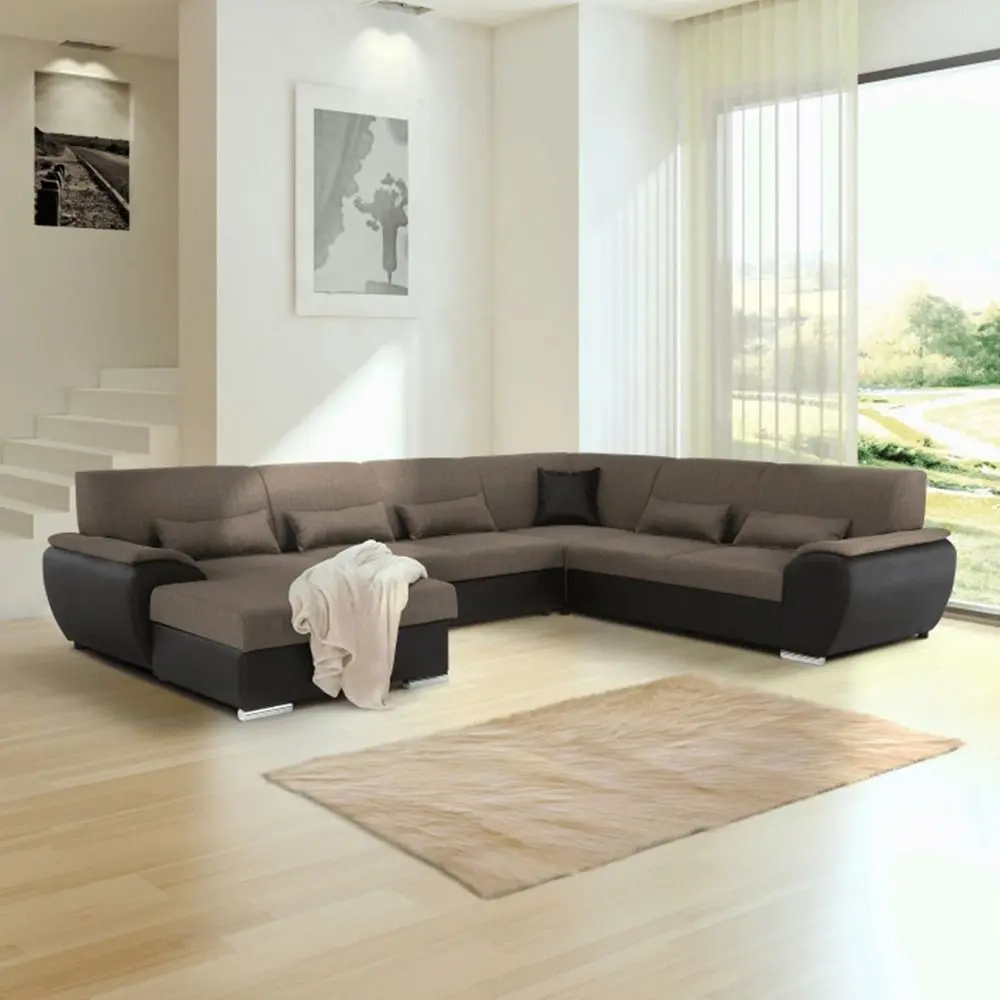 Canapea in forma de U extensibila Mobhaus Emily U Left (Brown) - 4