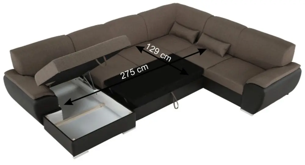 Canapea in forma de U extensibila Mobhaus Emily U Left (Brown) - 3