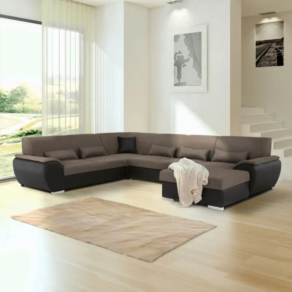 Canapea in forma de U extensibila Mobhaus Emily U Right (Brown) - 11