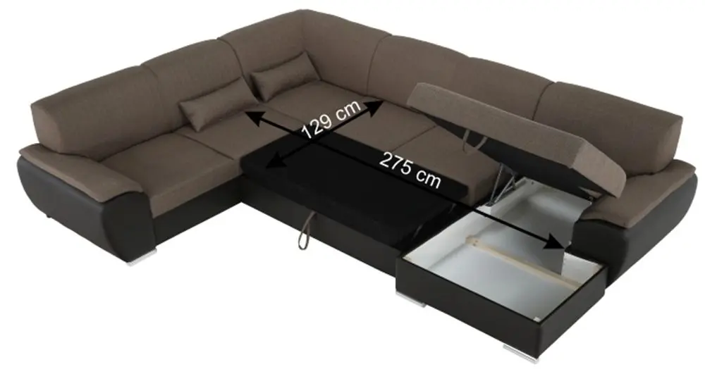 Canapea in forma de U extensibila Mobhaus Emily U Right (Brown) - 12
