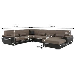 Canapea in forma de U extensibila Mobhaus Emily U Right (Brown) Thumb