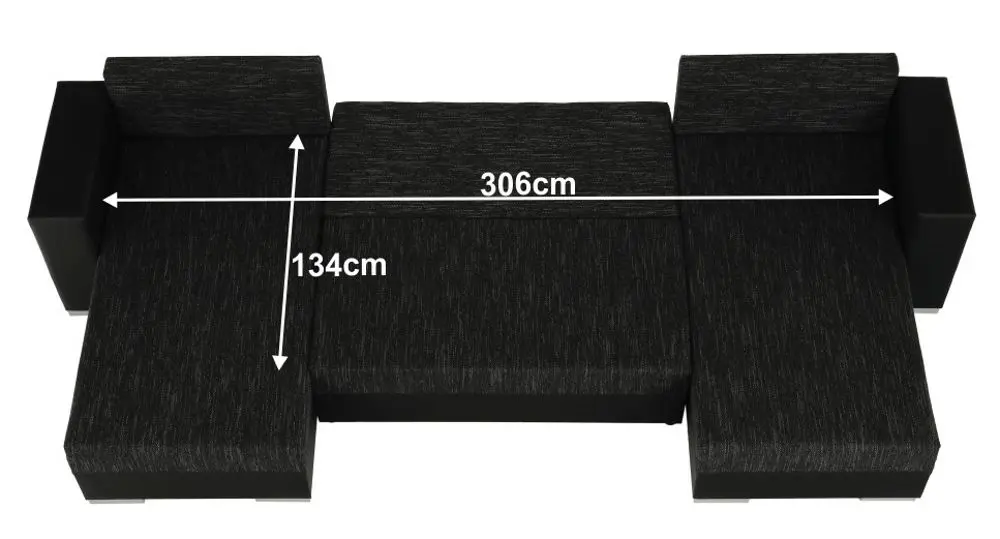Canapea in forma de U extensibila Mobhaus Essen (Black) - 3