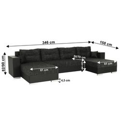 Canapea in forma de U extensibila Mobhaus Essen (Black) Thumb