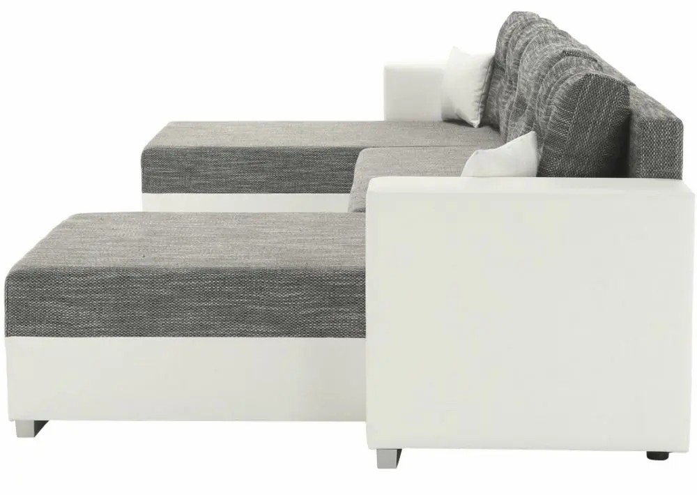 Canapea in forma de U extensibila Mobhaus Essen (White/Gray-Brown) - 6