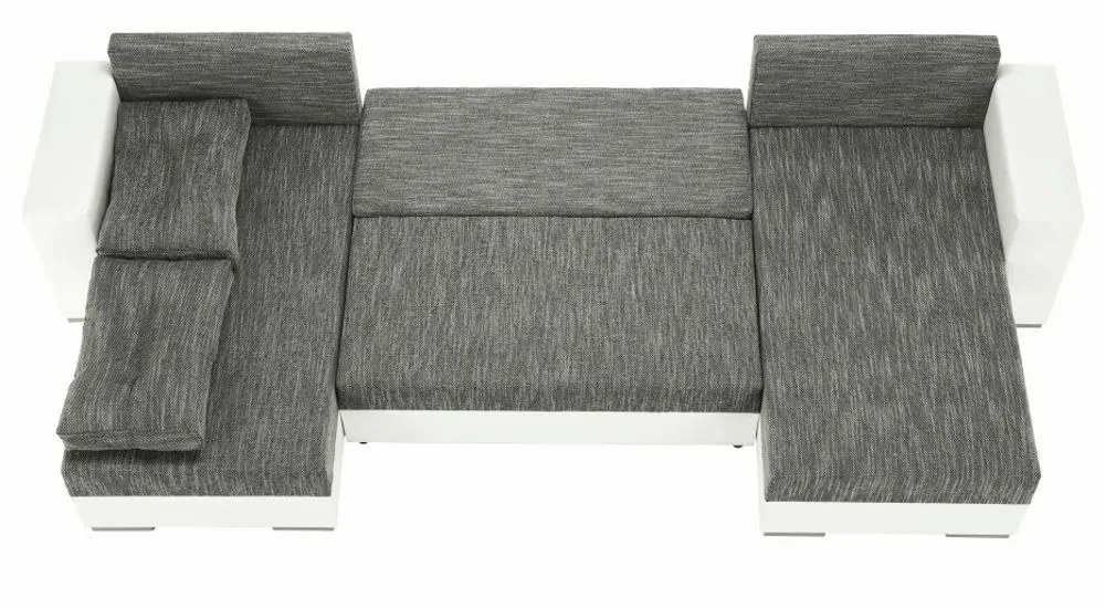 Canapea in forma de U extensibila Mobhaus Essen (White/Gray-Brown) - 5