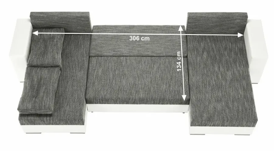 Canapea in forma de U extensibila Mobhaus Essen (White/Gray-Brown) - 4