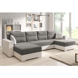 Canapea in forma de U extensibila Mobhaus Essen (White/Gray-Brown) Thumb