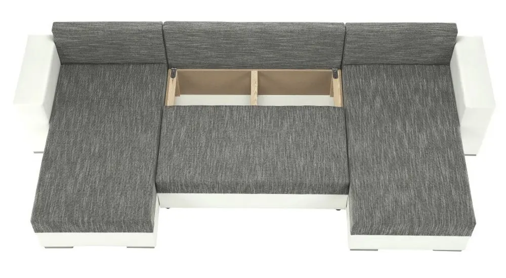 Canapea in forma de U extensibila Mobhaus Essen (White/Gray-Brown) - 9