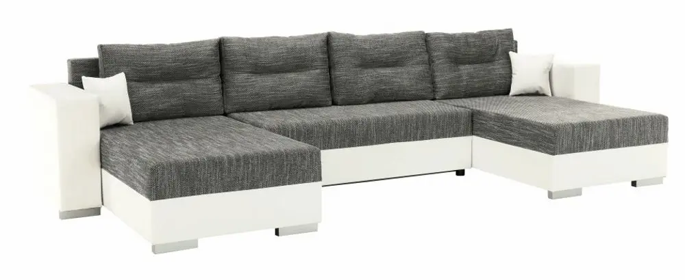 Canapea in forma de U extensibila Mobhaus Essen (White/Gray-Brown)
